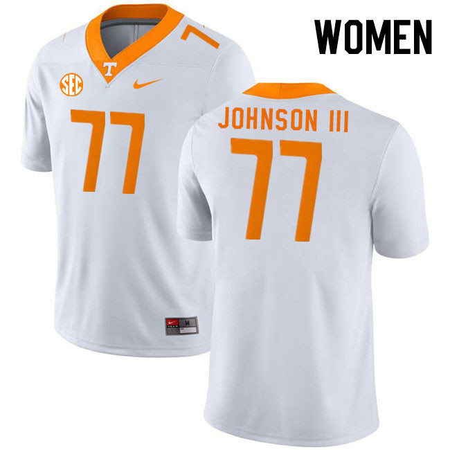 Women #77 Larry Johnson III Tennessee Volunteers College Football Jerseys Stitched Sale-White - Click Image to Close
